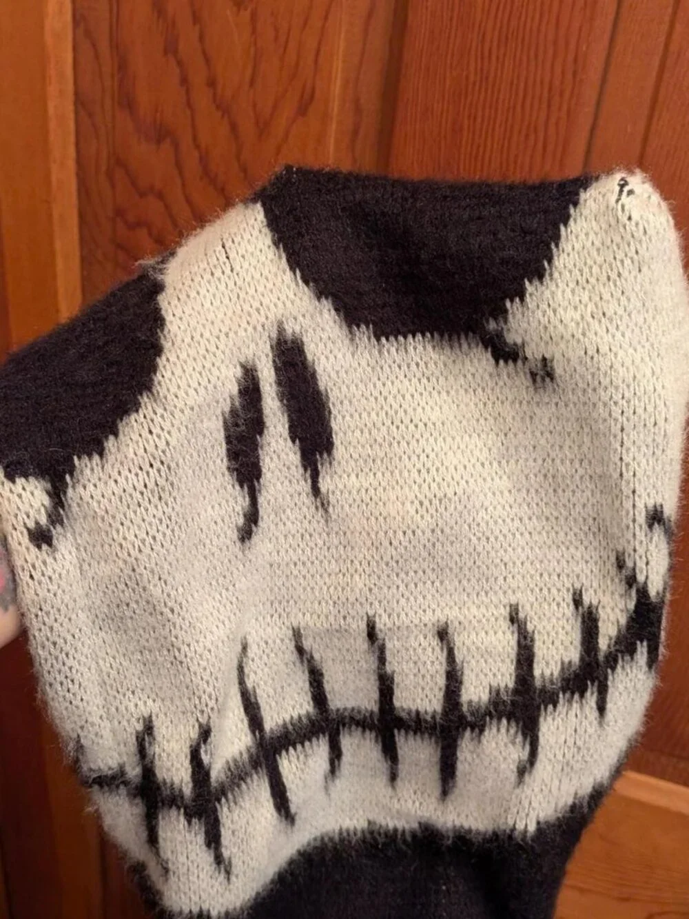 The Nightmare Before Christmas black and white zip up sweater Size XL Wool